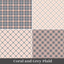 Pastel Coral and Grey Plaid Checkered Home Decor