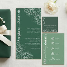 Modern Floral Line Drawn Wedding Invitation Set