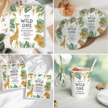 Wild One Safari 1st Birthday Green Gold