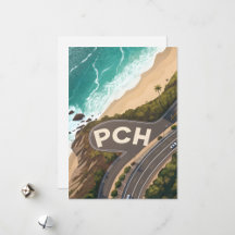 Pacific Coast Highway Retro Coastal Illustration