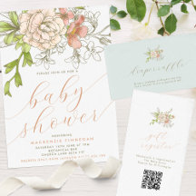 Vintage Botanical Floral Baby Shower Collection