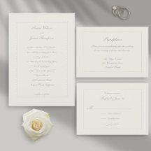 Faux-Embossed Beaded Frame Formal Classic Wedding