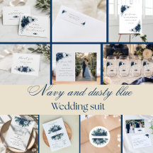 Elegant navy and dusty Blue floral Wedding Suite