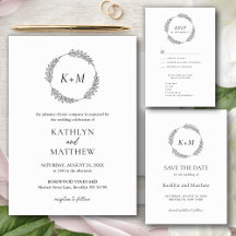 Minimalist Leaf Wreath Wedding 