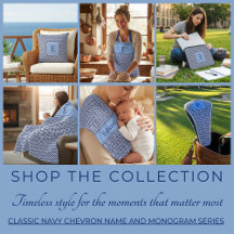 Classic Navy Chevron Name and Monogram Series