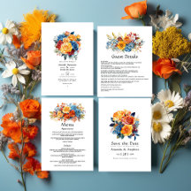 Blue, Orange, Yellow and Red Floral Wedding