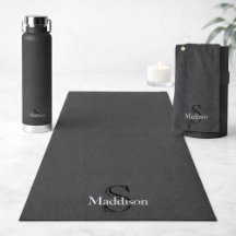 Custom Name Monogram Gray Black Sports & Apparel