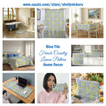 Blue Tile French Country Lemon Pattern Home Decor