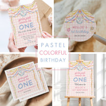 Pink Gingham Colorful Girl Birthday Party
