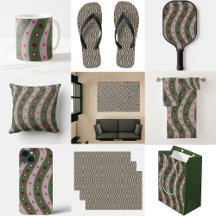 Magenta Pink Green Springtime Polka Dot Patterned