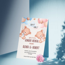 Pink Blue Cute Watercolor Gender Reveal Invitation