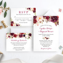 Invitation Suite: Burgundy Marsala Rustic Floral