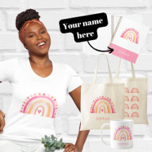 Pink Boho Watercolor Rainbow