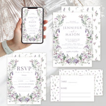 Purple lavender floral rustic bohemian wedding