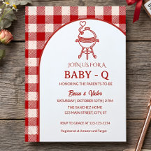 Red Gingham Barbecue Baby Q Baby Shower