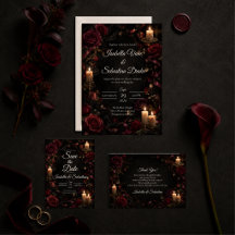 Moody Gothic Candlelit Rose Wedding