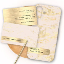 Faux Gold Foil Brushed Metal Blush Pink Business