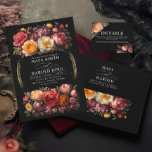 Botanical Floral Black Invitation Collection