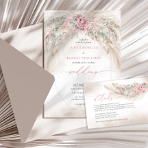 Boho elegant dusty rose pampas sage eucalyptus