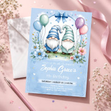 Cute Gnome Birthday Card with Heart Balloon