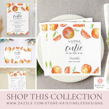 Little Cutie Baby Shower Watercolor Orange