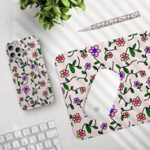 Colorful Flowers Light Pink Background Collection