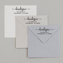 Return Address with Family Name in Fancy Script