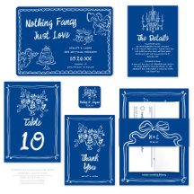 WEDDING   Whimsical Illustrations Blue
