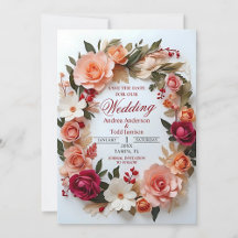 Floral wreath roses daisies wedding