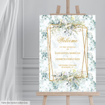 Watercolor Eucalyptus Gold Wedding Welcome #196W