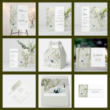 Watercolor Bamboo Japanese Crane-Wedding