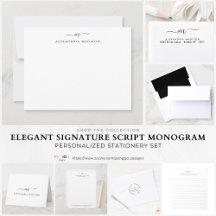 Elegant Classic Stylish Monogram Script Stationery