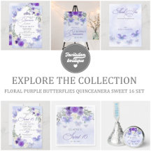 Floral Purple Butterflies Quinceanera Sweet 16