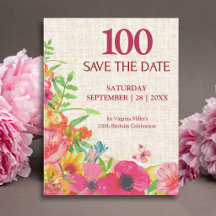 100th Birthday Bold Floral Linen Collection