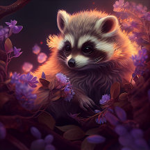 Cartes Postales Raccoon Mauve