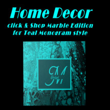 elegant aqua teal turquoise marble monogram gifts