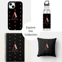 Rose Gold & black Watercolor Polka dot accessories