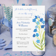 Forget me not Blue watercolor flowers Baby Shower