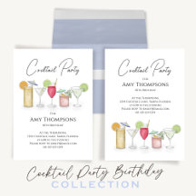 Watercolor Cocktail Party Birthday Drinks