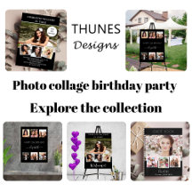 Birthday party photo collage black
