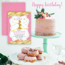 Pink Gymnast Gymnastics Birthday