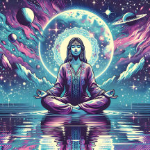 Woman Meditating under the Stars