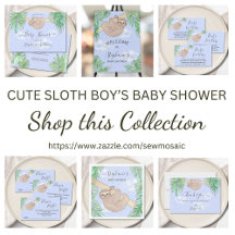 Cute Sloth Boy's Baby Shower Collection