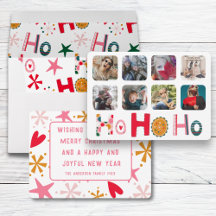 Modern Ho Ho Ho Coloful Photo Christmas Collection