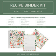 Recipe Binder Kit   Elegant Floral Pattern