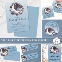 Blue Over The Moon Baby Shower Theme