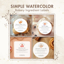 Simple Watercolor Bakery Ingredient Labels