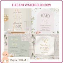 Elegant Watercolor Bow Baby Shower