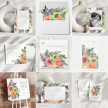 Elegant Orange Floral Watercolor Wedding Suite