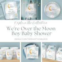 Sweet Blue We're Over the Moon Boy Baby Shower